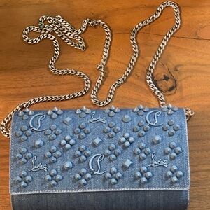Christian Louboutin Blue Studded Crossbody Bag